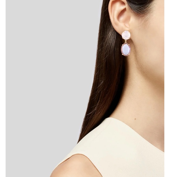 $168 Lele Sadoughi LAVENDER BLOSSOM CRYSTAL DROP EARRINGS - Picture 7 of 10